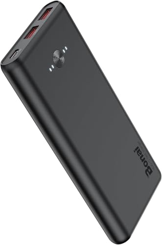 Power Bank 10000mAh, BONAI Powerbank Ultra Slim Leicht USB-C Input & Output 3A Schnellen Ausgängen Externer Handyakkus Klein Aber Stark, Kompatibel mit iPhone Samsung Xiaomi Huawei Realme und mehr von BONAI