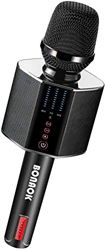 BONAOK Karaoke Mikrofon,Tragbares Kabelloses Bluetooth Karaoke Mikrofon System für Partys im Auto zu Hause im Freien, Karaoke Maschine für PC/Alle Smartphones G50 Schwarz von BONAOK