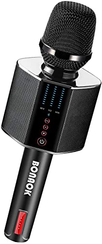 BONAOK Karaoke Mikrofon,Tragbares Kabelloses Bluetooth Karaoke Mikrofon System für Partys im Auto zu Hause im Freien, Karaoke Maschine für PC/All Smartphones G50 Schwarz von BONAOK