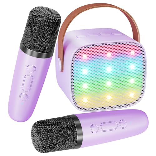 BONAOK Karaoke Mikrofon Kinder, Bluetooth Karaokemaschinen für Kinder Erwachsene, Karaoke-Player Mikrofon zum Aufladen, Kinder Karaoke Maschine(Lila) von BONAOK