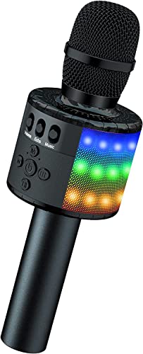 BONAOK Karaoke Mikrofon Kinder, Sing Mikrofon Für Kinder,Heim KTV Bluetooth Karaoke Maschine,Tragbarer Kinder Karaoke Mikrofon Maschinen,Party Lautsprecher für Smartphone PC(Q78 Schwarz) von BONAOK