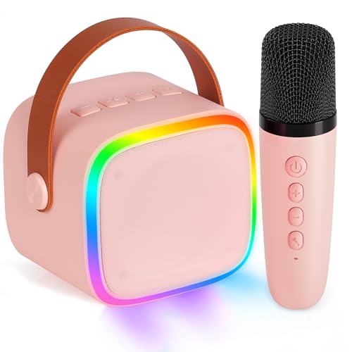 BONAOK Mikrofon Karaoke Maschine, Bluetooth Karaokemaschinen für Kinder Erwachsene, Tragbarer Karaoke-Player Mikrofon zum Aufladen, Kinder Elektronisches Spielzeug (Rosa) von BONAOK