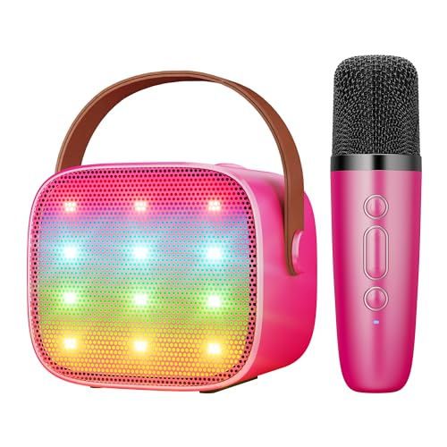 BONAOK Mikrofon Karaoke Spielzeug, Bluetooth Karaokemaschinen für Kinder Erwachsene, Tragbarer Karaoke-Player Mikrofon zum Aufladen, Kinder Elektronisches Spielzeug (Rose) von BONAOK