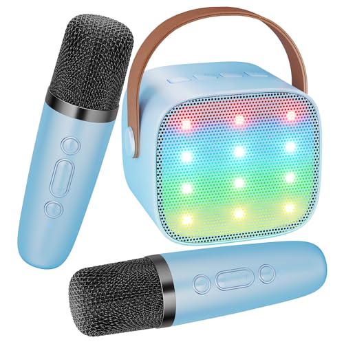 BONAOK Mikrofon Karaoke Spielzeug 2 Mikrofon, Bluetooth Karaokemaschinen für Kinder Erwachsene, Karaoke-Player Mikrofon zum Aufladen, Kinder Elektronisches Spielzeug (Blau) von BONAOK