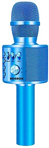 Bluetooth Karaoke Mikrofon Drahtloses,BONAOK Karaoke Mikrophone Echo, Home Party Microfon Kind mit aufnahmefunktion, Ideal für Musik Abspielen und Singen,Ktv, für IOS/Android/Smartphone (Blau) von BONAOK