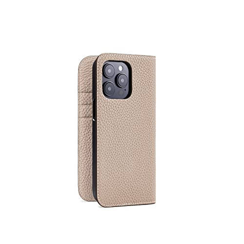 BONAVENTURA Diary Lederhülle geeignet für iPhone 14 Pro, Smartphone Hülle aus echtem Premium Leder beige von BONAVENTURA