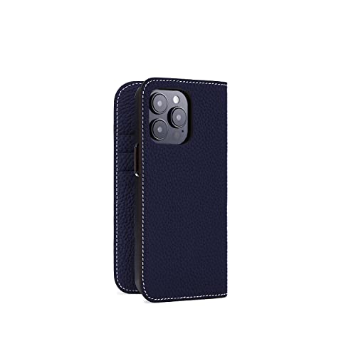 BONAVENTURA Diary Lederhülle geeignet für iPhone 14 Pro, Smartphone Hülle aus echtem Premium Leder blau von BONAVENTURA