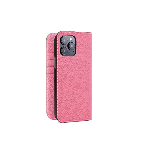 BONAVENTURA Diary Lederhülle geeignet für iPhone 14 Pro Max, Smartphone Hülle aus echtem Premium Leder pink von BONAVENTURA