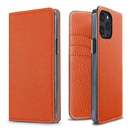 BONAVENTURA Diary Smartphone Hülle geeignet für iPhone 13 Pro, Lederhülle aus echtem Premium Leder, Orange von BONAVENTURA