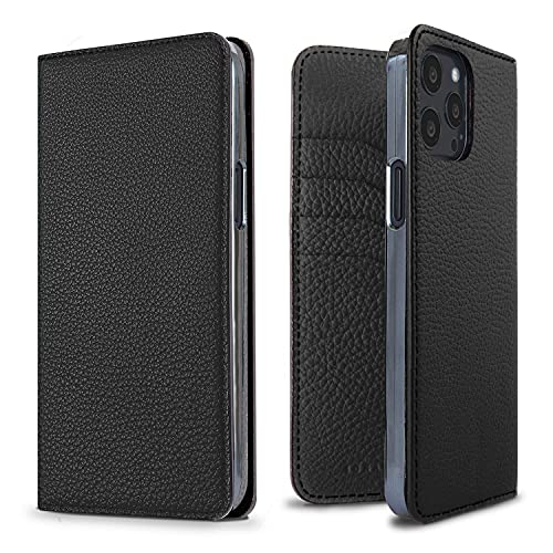 BONAVENTURA Diary Smartphone Hülle geeignet für iPhone 13 Pro Max, Lederhülle aus echtem Premium Leder, Black von BONAVENTURA