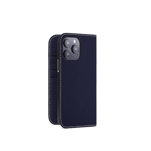 BONAVENTURA Fjord Diary Smartphone Lederhülle geeignet für iPhone 15 Pro Max aus Deutschem Premium Leder, blau von BONAVENTURA