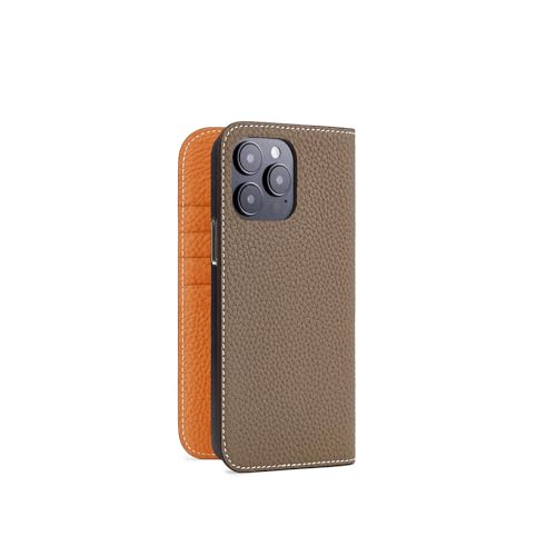 BONAVENTURA Fjord Diary Smartphone Lederhülle geeignet für iPhone 15 Pro Max aus Deutschem Premium Leder, braun-orange von BONAVENTURA