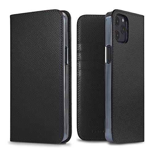 BONAVENTURA Noblessa Diary Smartphone Case geeignet für iPhone 12 Pro Max, Lederhülle aus Deutschem Premium Leder, Black von BONAVENTURA