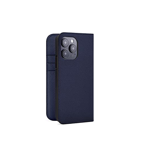 BONAVENTURA Noblessa Diary Smartphone Case geeignet für iPhone 14 Pro aus Deutschem Premium Leder, blau von BONAVENTURA