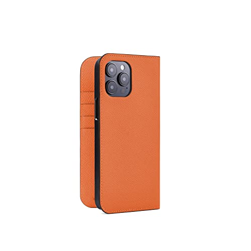 BONAVENTURA Noblessa Diary Smartphone Lederhülle geeignet für iPhone 14 Pro Max aus Deutschem Premium Leder, orange von BONAVENTURA