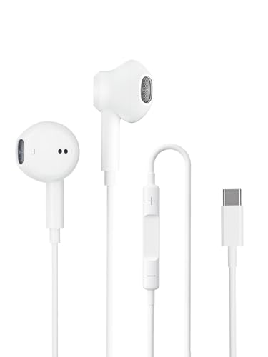 Kabelgebundene Kopfhörer Typ C In-Ear-Kopfhörer mit Kabel, Hi-Fi-Stereo-Ohrhörer mit Mikrofon und Lautstärkeregler für Google Samsung Galaxy S24 Plus Ultra/S23 von BONBELONG