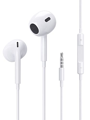Kopfhörer Earphones Stereo 3.5mm Jack Kopfhörer Earphones kompatibel mit Phones 6 6S Plus Pod pad Huawei Samsang Smartphone Laptop MP3 Weiß von BONBELONG