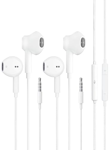 Kopfhörer Earphones Stereo 3.5mm Jack Kopfhörer Earphones kompatibel mit iPhones 6 6s Plus iPods ipad Huawei samsang Huawei Android Smartphone Laptop MP3 Players 2Pack von BONBELONG