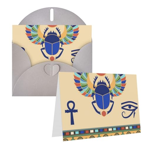 Ägyptischer Skarabäus bedruckte Grußkarte interne leere gefaltete Karten 15,2 x 10,2 cm lustige Geburtstagskarten Weihnachtskarten mit bunten Umschlägen für alle Anlässe von BONDIJ