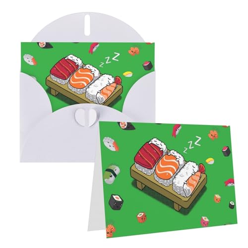 BONDIJ Grußkarten mit Umschlägen, schlafender Sushi-Druck, Dankeskarte, blanko, Karten für alle Anlässe, Geburtstag, Dankeschön, Hochzeit, Urlaub, Partys und mehr, 10,2 x 15,2 cm BONDIJ Grußkarten mit Umschlägen, schlafender Sushi-Druck, Dankeskarte, blanko, Karten für alle Anlässe, Geburtstag, Dankeschön, Hochzeit, Urlaub, Partys und mehr, 10,2 x 15,2 cm von BONDIJ
