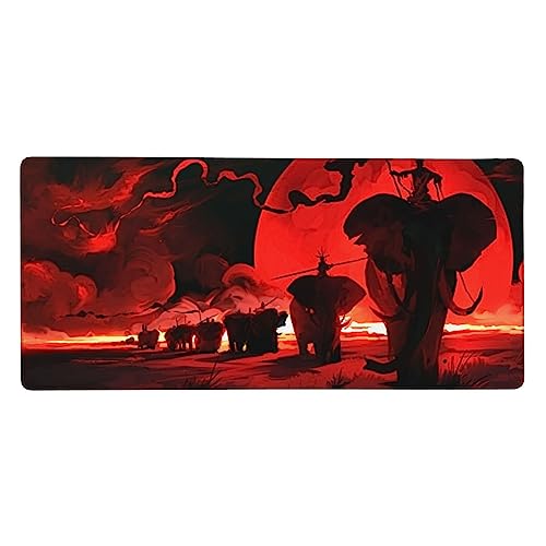 Elefanten Rot Erweitertes Gaming Mauspad - Große rutschfeste Gummiunterseite Mousepad - 90 x 40 cm Schreibtischunterlage für Spiel, Büro, Zuhause von BONDIJ