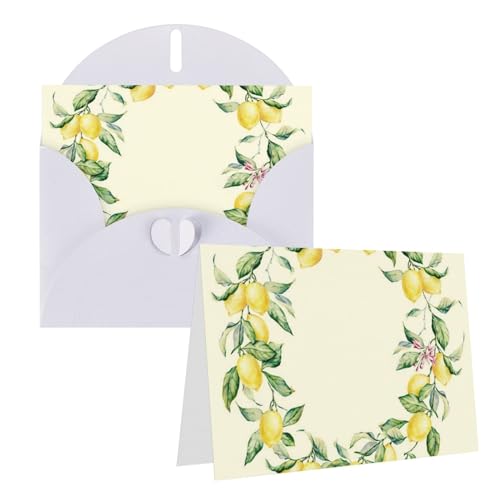 Grußkarten mit Umschlägen Zitrone Dankeskarte Blanko-Karten für alle Anlässe Geburtstag Dankeschön Hochzeit Urlaub Partys und mehr 10 x 20 cm von BONDIJ