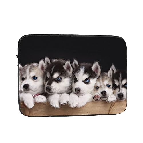 Husky Welpen Hunde Laptop Sleeve Tasche für Frauen, Stoßfest Schützende Laptophülle 10-17 Zoll, Leichte Computer Abdeckung Tasche, ipad Hülle von BONDIJ