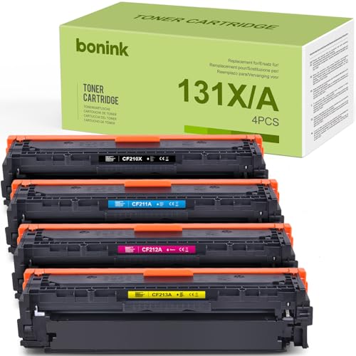 BONINK 131X CF210X Toner Kompatibel für HP 131X HP 131A für Toner CP1525NW HP Laserjet 200 Color MFP M276NW Toner für HP 131X 131A Toner (Schwarz/Gelb/Cyan/Magenta) von BONINK