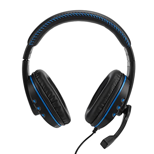 BONKZEBU Am Kopf Montierter Computer-Gaming-Kopfhörer-Headset, Leistungsstarke Kristall-Stereo-Geräuschunterdrückung, Over-Ear-Kopfhörer mit Mikrofon für P S4 (Schwarzes und blaues von BONKZEBU