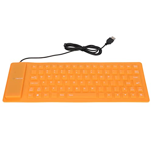 BONKZEBU Faltbare Silikon -Tastatur, Leichte Tragbare Drahtlose Silikon -Tastatur, Weiches Komfortables Falten für PC (Orange) von BONKZEBU