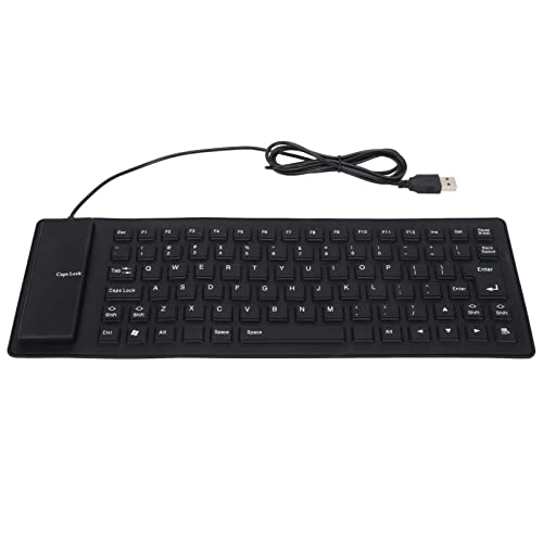 BONKZEBU Faltbare Silikon -Tastatur, Leichte Tragbare Drahtlose Silikon -Tastatur, Weiches Komfortables Falten für PC (Schwarz) von BONKZEBU