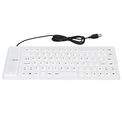 BONKZEBU Faltbare Silikon -Tastatur, Leichte Tragbare Drahtlose Silikon -Tastatur, Weiches Komfortables Falten für PC (Weiß) von BONKZEBU
