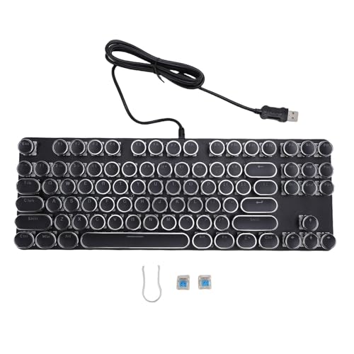 BONKZEBU Gaming -Tastatur, Verfeinertes Schlüsselcap Feel Mechanical Gaming -Tastatur Kabelgebundene, Lebendige Backbeleuchtungseffekte Blue Switch Mechanical, mit Dynamischen (Schwarz) von BONKZEBU