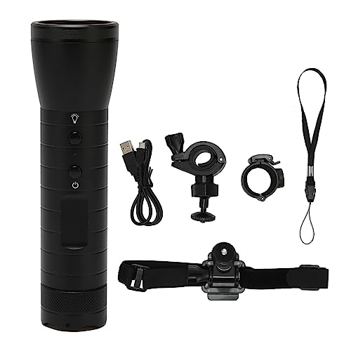BONKZEBU Taschenlampen -Videokamera 1080p 5 Beleuchtungsmodi 2200mAh 120 Grad Weitwinkel IP66 Waaterdichtungs -LED -Taschenlampenrecorder, Fahrradvideokamera, Sportkamera, Extreme von BONKZEBU