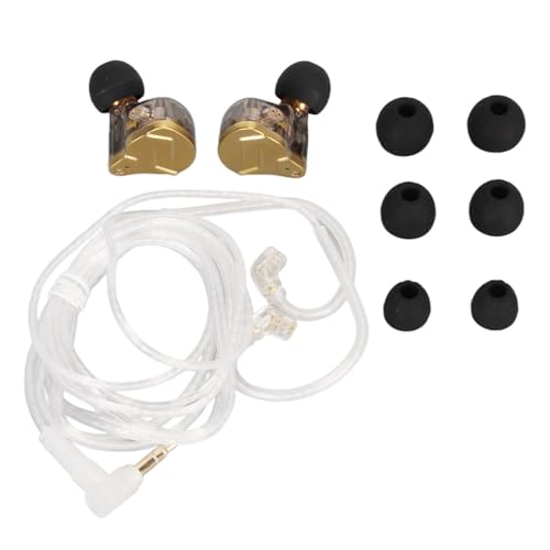 BONKZEBU Wired Ohrhörer Dynamischer Treiber, Rauschisolation Pro Dynamischer Hybrid -Dual -Treiber, Klarer Mitteltöner -Ohrhörer, für Exzellenten Bass (Gold) von BONKZEBU