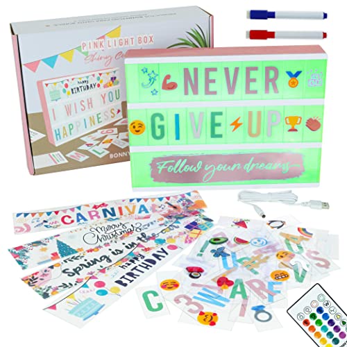 Light Box Rosegold A4 16 Farben mit 400 Buchstaben und Emojis, 10 Premium Karten, Fernbedienung, 2 Stifte - BONNYCO | Ä Ö Ü ß | Lichtbox Led mit Buchstaben, Geschenke für Frauen and Mädchen Light Box Rosegold A4 16 Farben mit 400 Buchstaben und Emojis, 10 Premium Karten, Fernbedienung, 2 Stifte - BONNYCO | Ä Ö Ü ß | Lichtbox Led mit Buchstaben, Geschenke für Frauen and Mädchen von BONNYCO