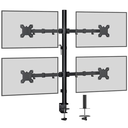 BONTEC 13"-27" Monitor-Tischhalterung für LED und LCD Monitor Schreibtisch Monitorständer neigbar 180° schwenkbar 360° höhenverstellbar 10 kg für Jeden Monitor (4 Monitors) von BONTEC