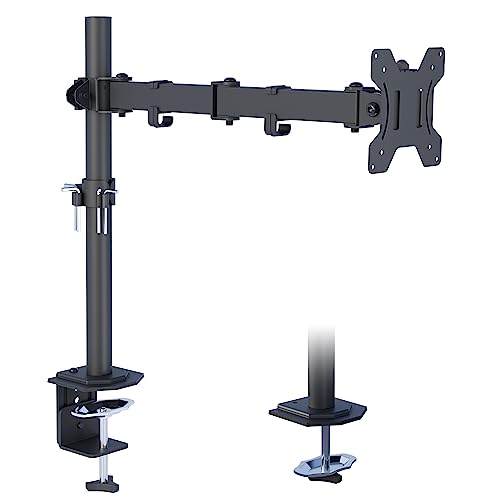 BONTEC Monitor Halterung für 13-32 Zoll Bildschirme Höhenverstellbar VESA 75 & 100 mm Einzelarm Ständer Schreibtischklemme Neigbar Schwenkbar Monitorarm, 8KG von BONTEC