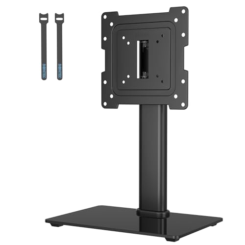 BONTEC TV Standfuss Monitor Standfuss für 17-43 Zoll LCD LED OLED Plasma Flach & Curved Fernseher & Monitor bis zu 45 kg mit 50 Grad Drehgelenk, 3 Stufig Höhenverstellbar, Max VESA 200x200 von BONTEC