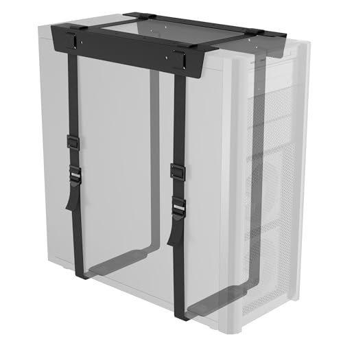 BONTEC Verstellbare PC Halterung, Computerhalterung Untertisch, CPU-Halterung unter Schreibtisch, Verstellbare Riemen für bis zu 180CM- PC Halterung Untertisch, Legierter Stahl, desktop von BONTEC