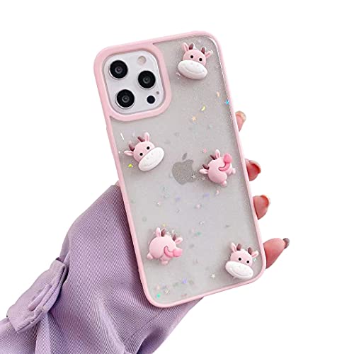 BONTOUJOUR Handyhülle für iPhone 13 Pro Max, Mädchen Frauen, lustig, niedlich, weiches TPU Silikon Gummi Glitzer Transparent Cover Case Ganzkörper Starker Schutz, Rosa von BONTOUJOUR