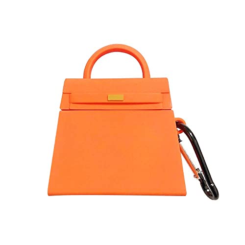 Bontoujour, AirPods 1/2 Hülle, Luxus-Schutzhülle für Mädchen, modische Handtaschenform, stylische Silikon-Kopfhörer-Schutzfolie für AirPods 1/2 Orange von BONTOUJOUR