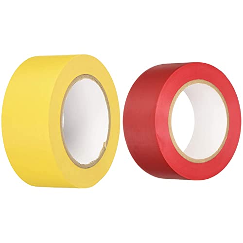 BONUS Eurotech 1BL23.42.0050/033A# PVC Bodenmarkierungsband, Länge 33m x Breite 50mm x Dicke 0,17mm, Gelb & 1BL23.45.0050/033A# PVC Bodenmarkierungsband, Länge 33 m x Breite 50 mm x Dicke 0,17 mm, Rot von BONUS Eurotech