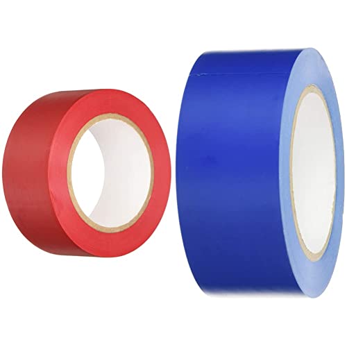 BONUS Eurotech 1BL23.45.0050/033A# PVC Bodenmarkierungsband, 33 m x50 mm x0,17 mm, Rot & 1BL23.44.0050/033A# PVC Bodenmarkierungsband, 33 m x50 mm x 0,17 mm, Blau von BONUS Eurotech