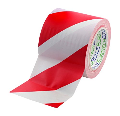 BONUS Eurotech 1BL23.49.0100/033A# PVC Bodenmarkierungsband, Klebstoff auf Kautschuk Basis, weich, Länge 33 m x Breite 100 mm x Dicke 0,17 mm, Weiß/Rot von BONUS Eurotech
