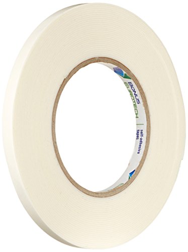 BONUS Eurotech 2BF22.13.0009/010A# Doppelseitiges Schaumband zur Spiegelmontage, Klebstoff beidseitig, auf Basis von synthetischem Kautschuk, PE 19mm/10m x Gesamtdicke 1,0 mm, Weiß von BONUS Eurotech