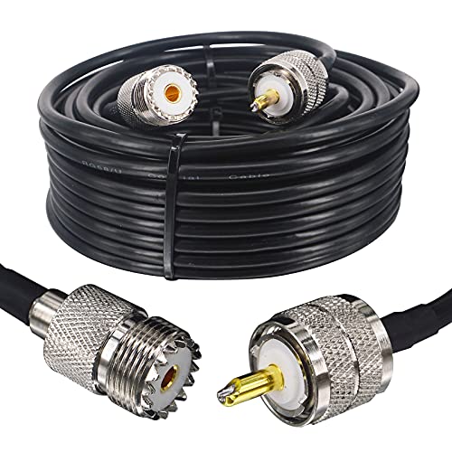BOOBRIE Verbessert 10M UHF Kabel SuperFlex RG58 Pro Koaxialkabeladapter PL259 SO239-Koaxialkabel UHF-Stecker auf UHF-Buchse CB-Verlängerungskabel Verlustarmes Kabel für CB-Amateurfunk/Antenne/Rundfunk von Boobrie