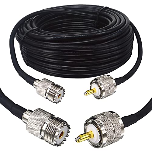 Boobrie Verbessert 15M UHF Kabel SuperFlex RG58 Pro Koaxialkabel Adapter PL259 SO239 Koaxialkabel UHF Stecker auf UHF Buchse CB Verlängerungskabel Verlustarmes Kabel für CB Amateurfunk/Antenne von Boobrie