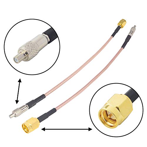 Boobrie 2 x Koaxialkabel SMA Stecker auf TS9 Buchse, Koaxialadapter RF Kabel SMA auf TS9, 15 cm, RG316, gerader Stecker, SMA auf TS9, Antennenkabel mit geringem Verlust, 2 Stück von Boobrie
