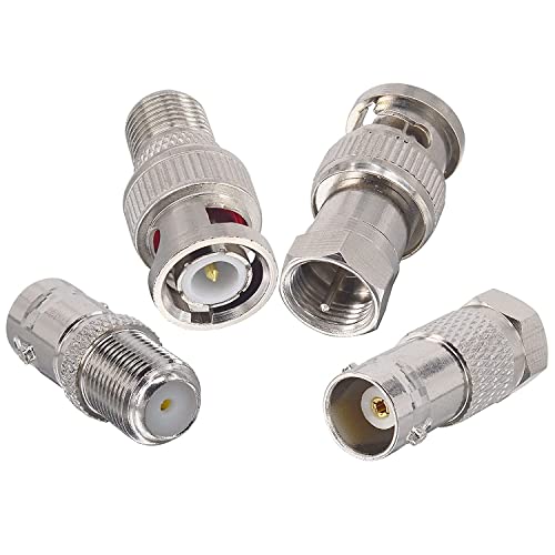 BOOBRIE 4 BNC-F-Typ HF-Koaxial Koaxial-Steckverbinder-Kit BNC-zu-F-Typ-Adapter BNC-Buchse/F-Stecker auf Stecker/Buchse für CCTV-Videoanwendungen, Antenne von BOOBRIE